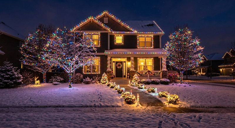 Christmas Lights Hanging in Olathe, KS