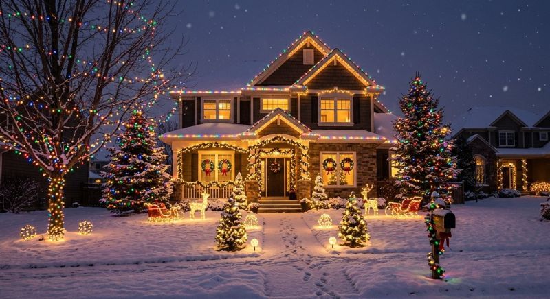 Holiday Lights Hanging in Alpharetta, GA